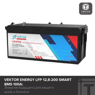 Vektor Energy LFP 12,8-200 Smart BMS 100A: Энергия будущего для вашего дома и бизнеса